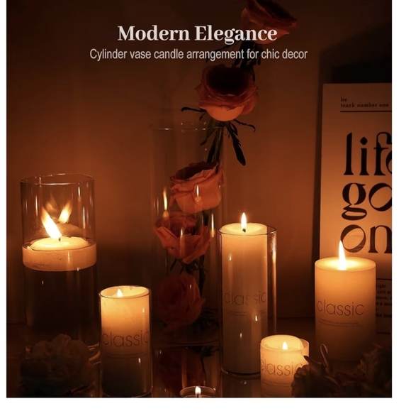 Clear Glass Cylinder Vases Set - Picture 3 of 4